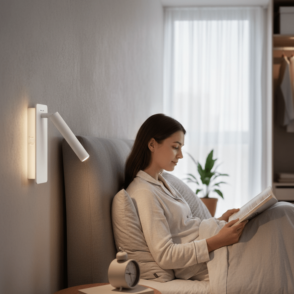 LumaTwist Rotatable LED Bed Lamp for Flexible Night Reading Light