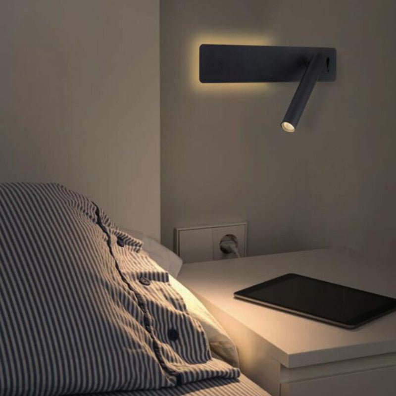 LumaTwist Rotatable LED Bed Lamp for Flexible Night Reading Light