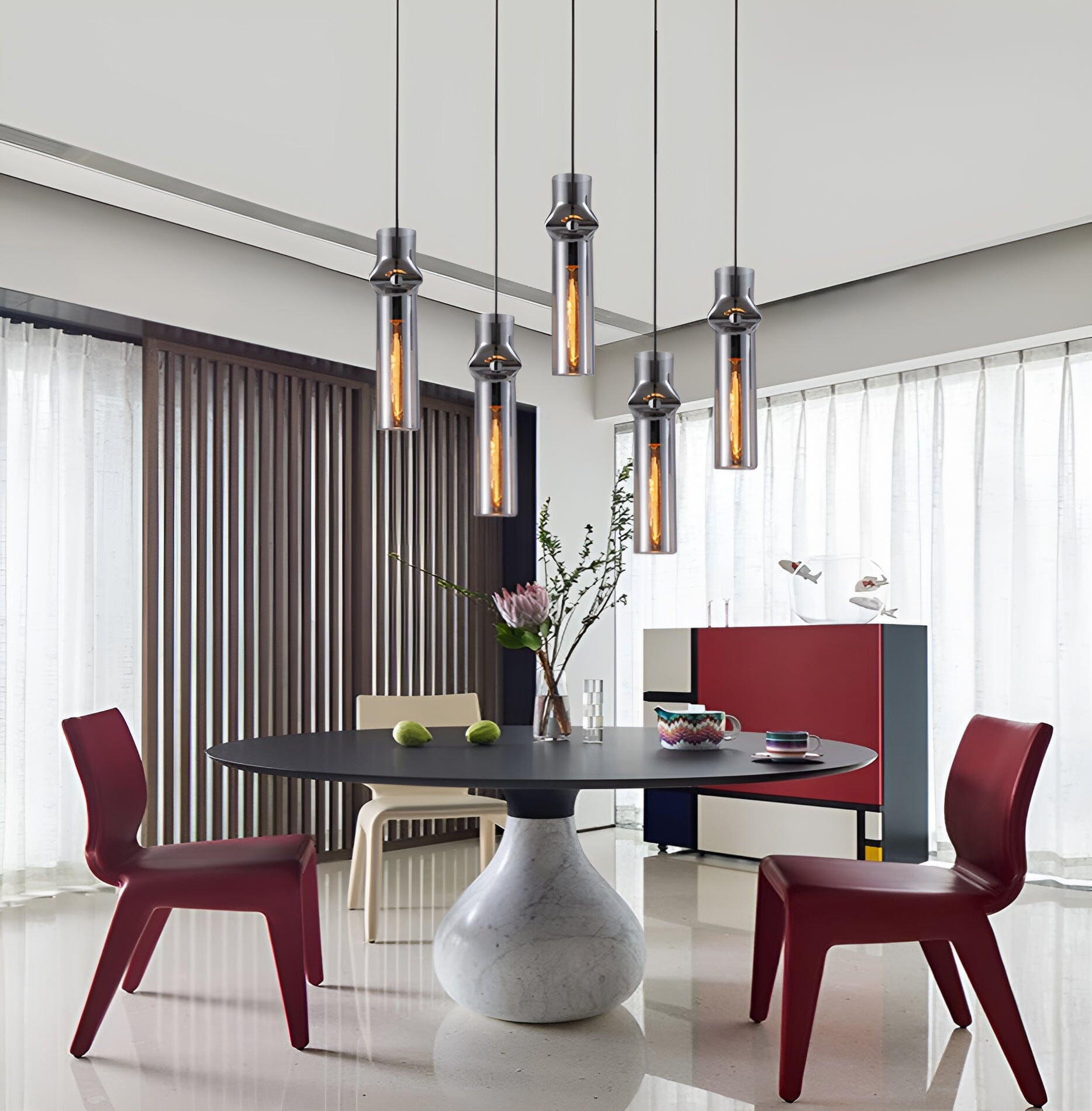 LumaNova Smoke Gray Glass Pendant Lights for Modern Rooms