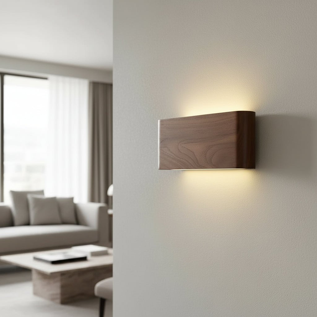 TimberNest Wood Wall Lamp With 3 Color Temperatures Adjustable LED For Living Rooms