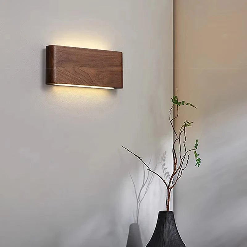 TimberNest Wood Wall Lamp With 3 Color Temperatures Adjustable LED For Living Rooms
